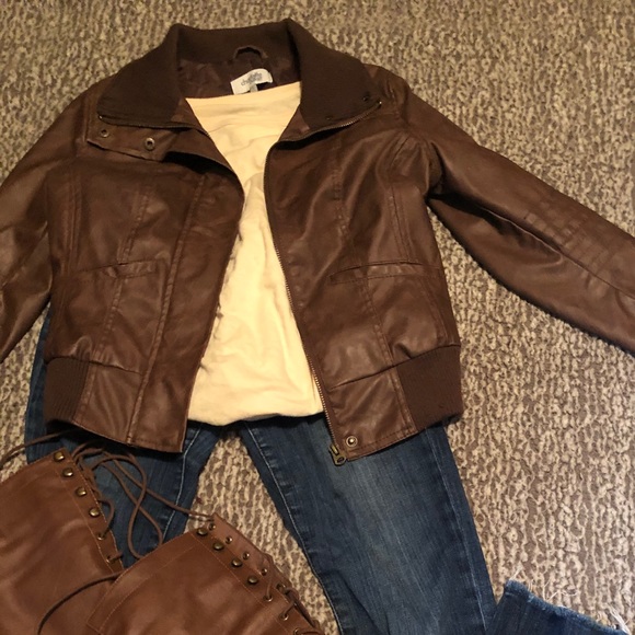 Charlotte Russe Jackets & Blazers - Brown Leather Jacket